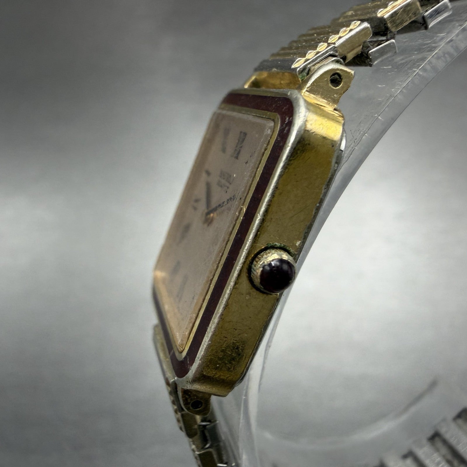 Seiko Tank Watch Women 20mm Rose Dial Gold Tone Rectangle 2320-581A New Battery2