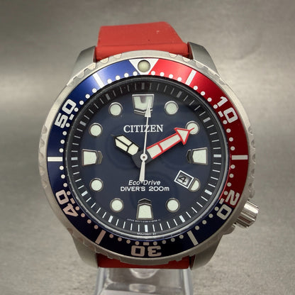 Citizen Eco-Drive Dive Watch Men 44mm Blue Dial Steel Date Pepsi Bezel Works0