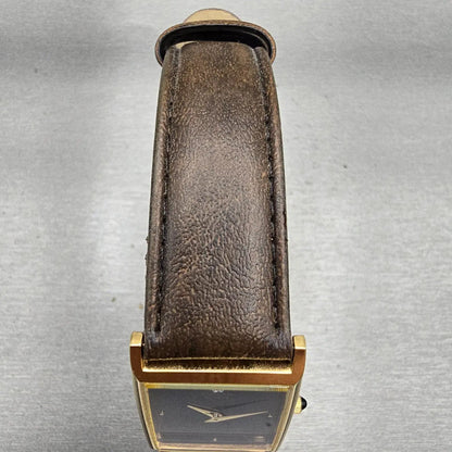 Seiko Pulsar Tank Watch Men 25mm Black Dial Gold Tone Rectangle V500-5A70 NewBat4
