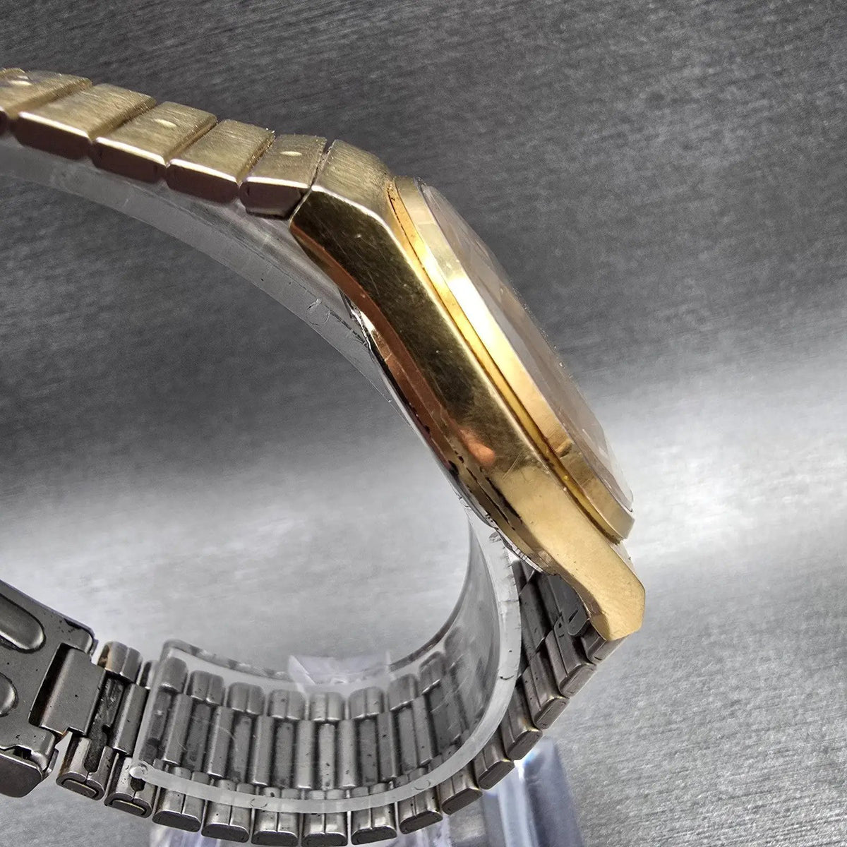Seiko SQ Watch Men 33mm Gold Dial Gold Daydate Round 6923-7099 New Battery3