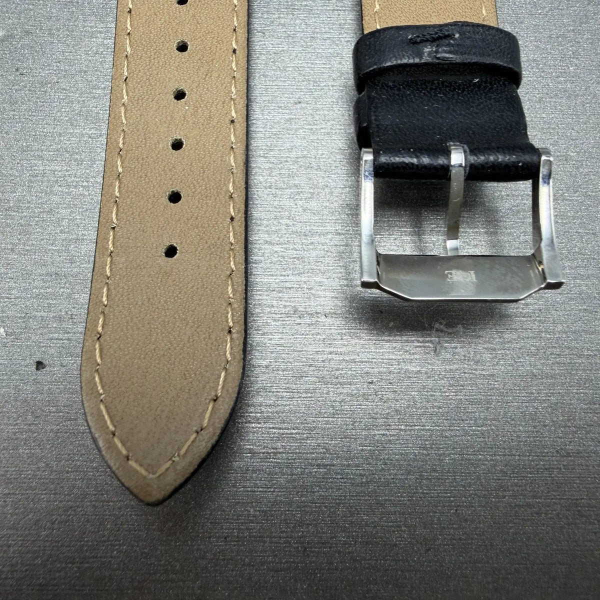 Movado 20mm Leather Band Black 2053 Cut out For lugs Silver Buckle8