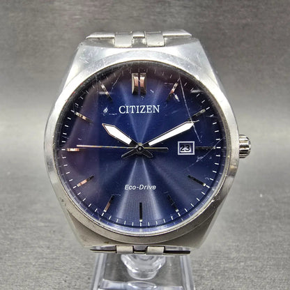 Citizen Eco-Drive Watch Men 40mm Blue Dial Silver Tone Date E111-S099641 Runs0