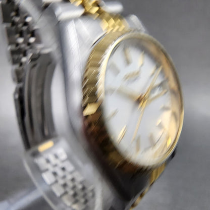 Seiko Watch Women 24mm White Dial Two Tone Daydate Round 7N830049 New Batt AB123