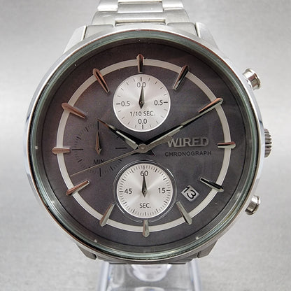 Seiko Wired Chronograph Watch Men 40mm Silver Dial Steel Date Vd57-kjd0 New Batt