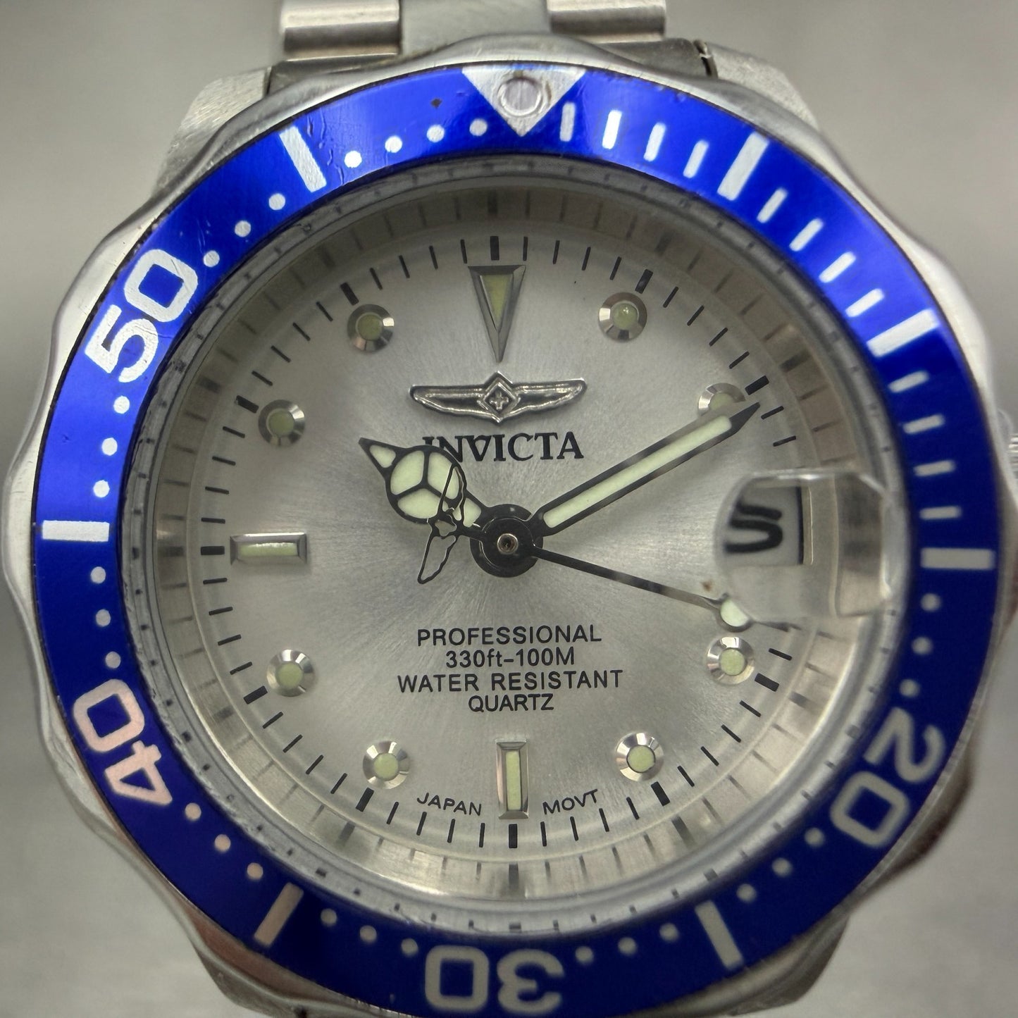 Invicta Dive Watch Women 24mm White Dial Steel Date Blue 14125 Round New Battery1