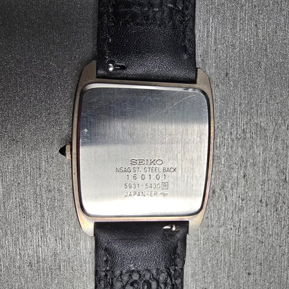 Seiko Dolce Watch Men 29mm Champagne Dial Gold Tone Rectangle 5931-5430 New Batt10