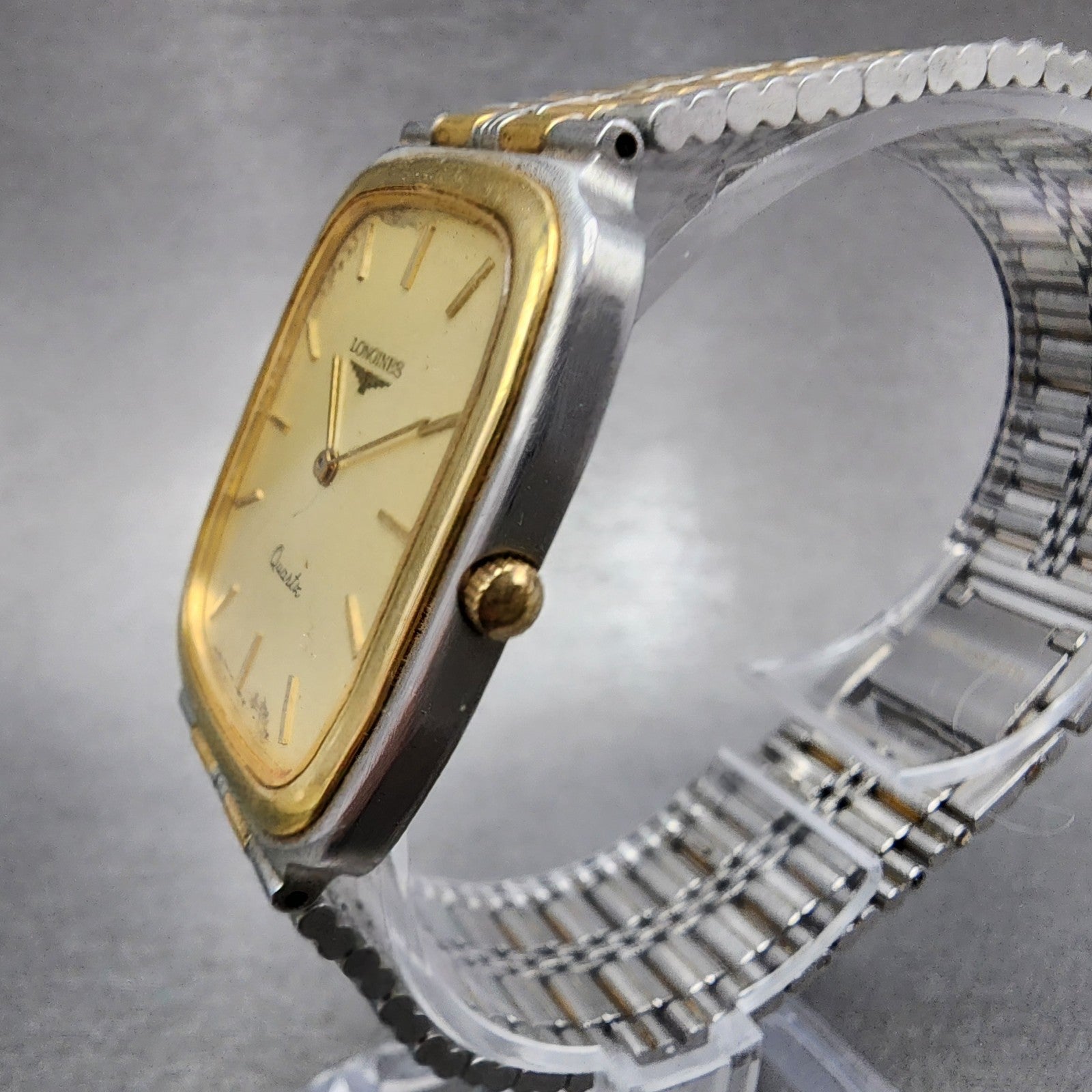 Longines Watch Men 28mm Champagne Dial Two Tone Rectangle Cal L962.2New Battery2