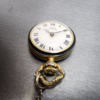 Oris Pocket Watch Women 24mm White Dial Gold Tone Manal Wind Runs Vintage2