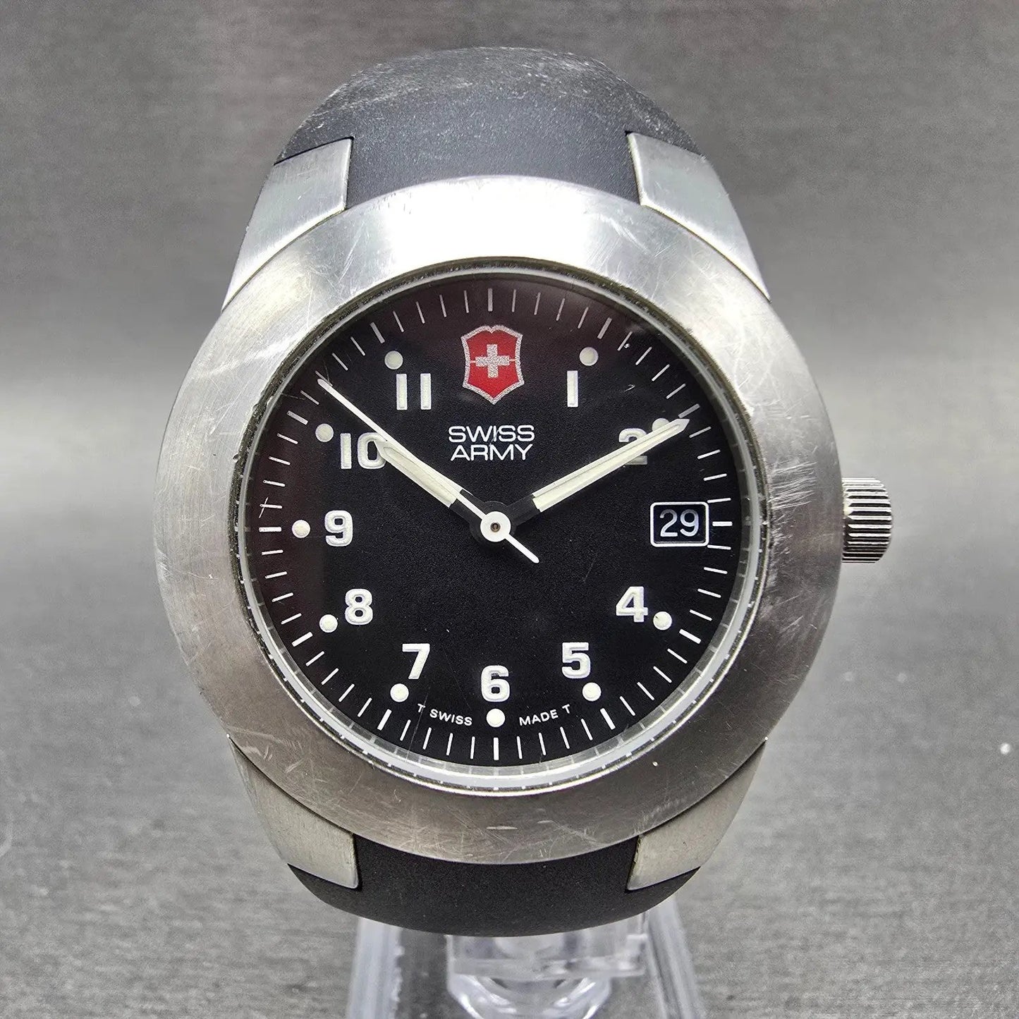 Victorinox Swiss Army Peak Watch Men 38mm Black Dial Steel 24968 Date PARTS VTG0