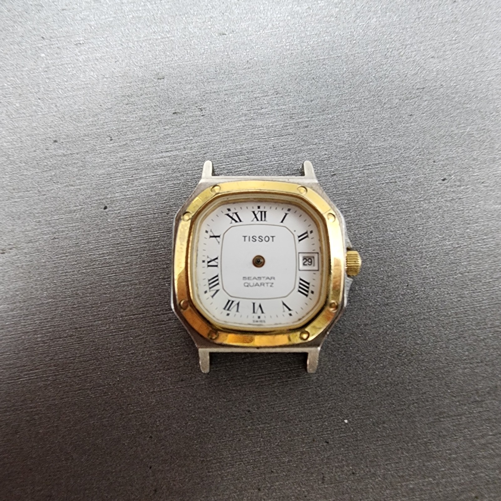 Tissot Seastar Watch Women 24mm White Dial Two Tone Date Octagon  PARTS0