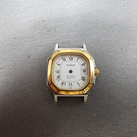 Tissot Seastar Watch Women 24mm White Dial Two Tone Date Octagon  PARTS0