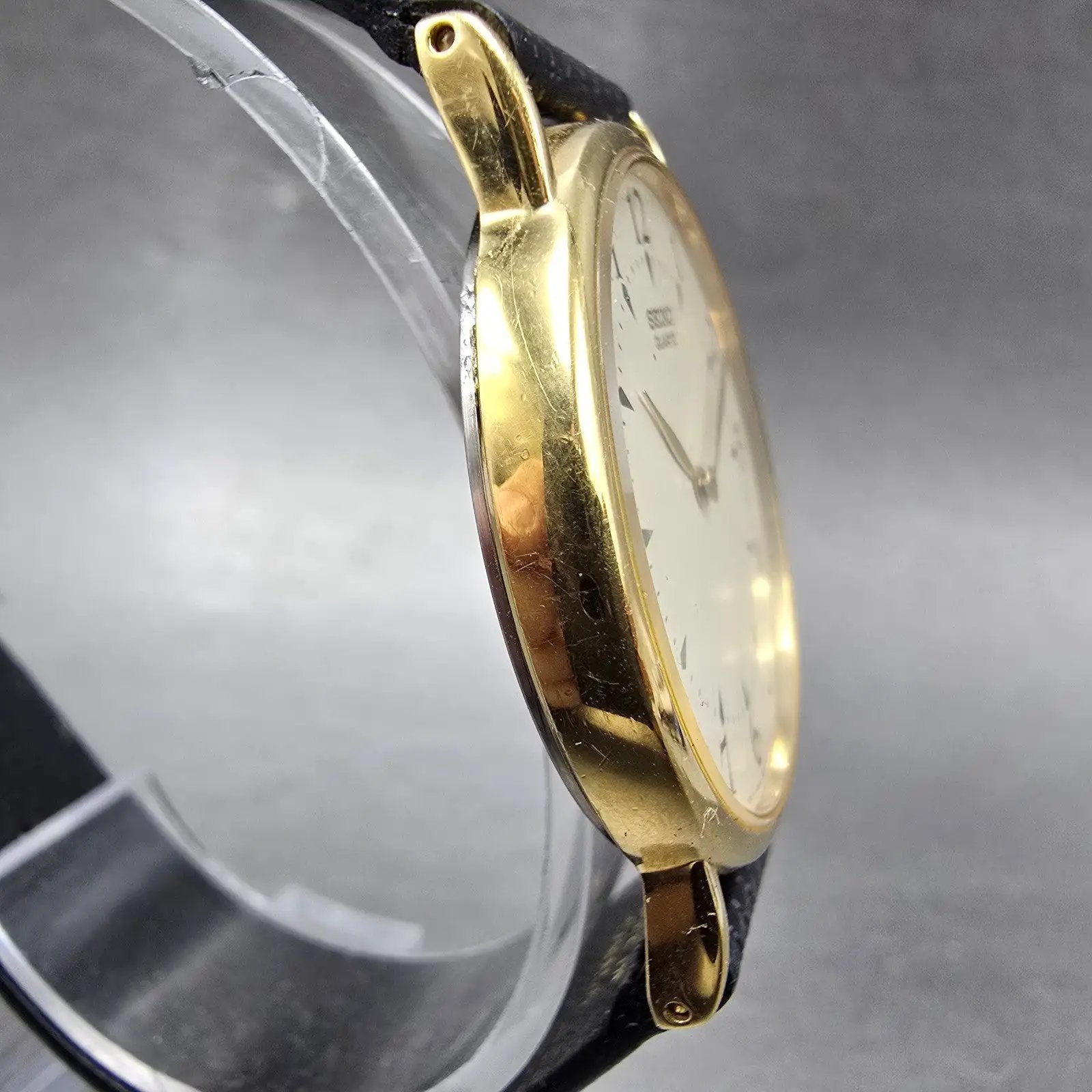 Seiko Watch Men 32mm Cream Dial Gold Tone Round 5Y30-7009 PARTS Vintage4