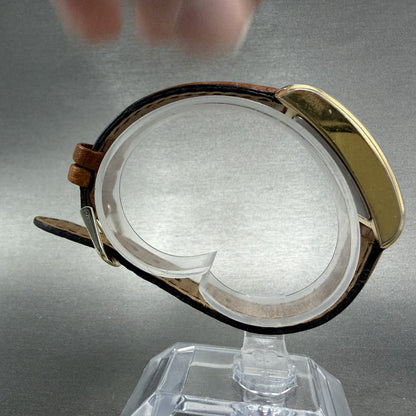 Parker Tank Watch Women 20mm Silver Dial Gold Tone Small Seconds New Battery8