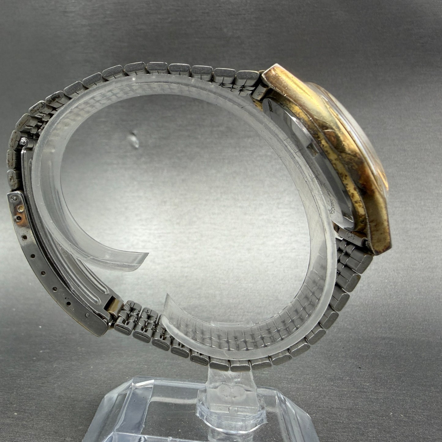 Seiko SQ Watch Men 35mm Gold Dial Gold Tone Daydate Round 7123-8570 New Battery8