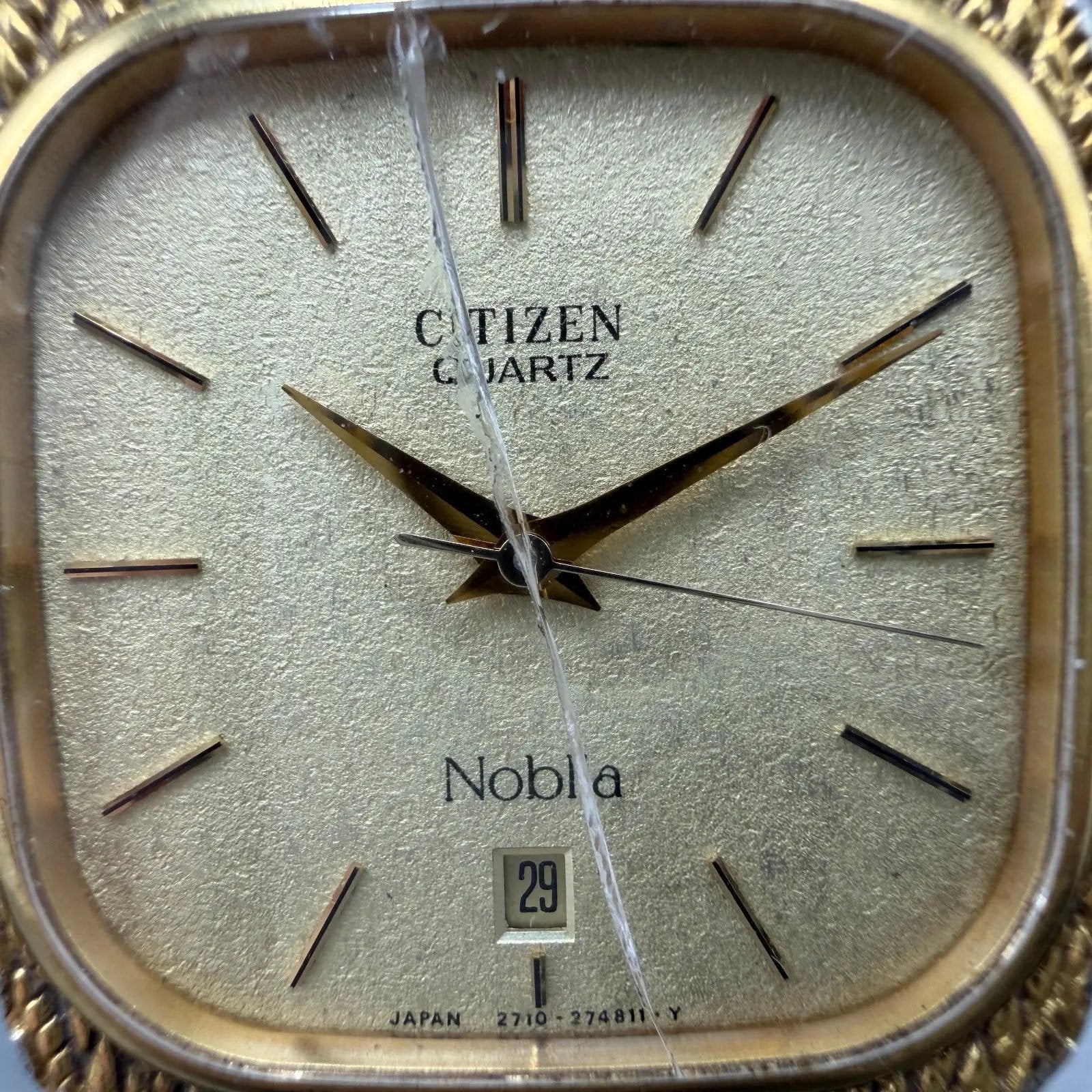 Citizen Noblia Watch Men 27mm Champagne Dial Gold Tone Date 2710-159918 New Batt1