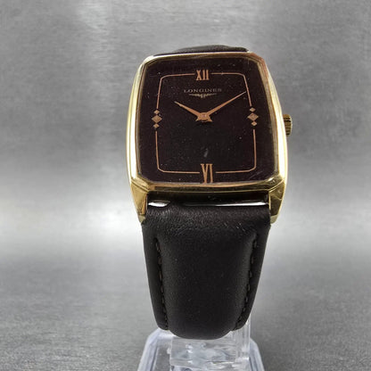 Longines Tank Watch Men 27mm Black Dial Gold Plated Manual Wind Runs VTG5