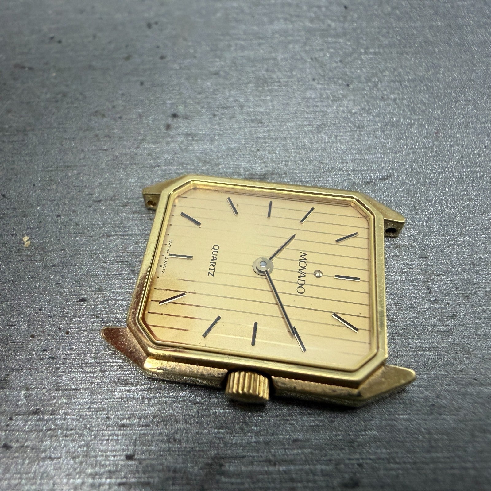 Movado Tank Watch Women 19mm Gold Dial Gold Tone octagon 87 24 434 San Remo PART6