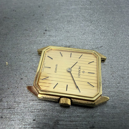 Movado Tank Watch Women 19mm Gold Dial Gold Tone octagon 87 24 434 San Remo PART6