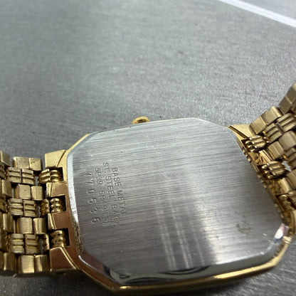 Seiko Watch Men 28mm Champagne Dial Gold Tone Date Octagon 5P39-5B49 New Battery9