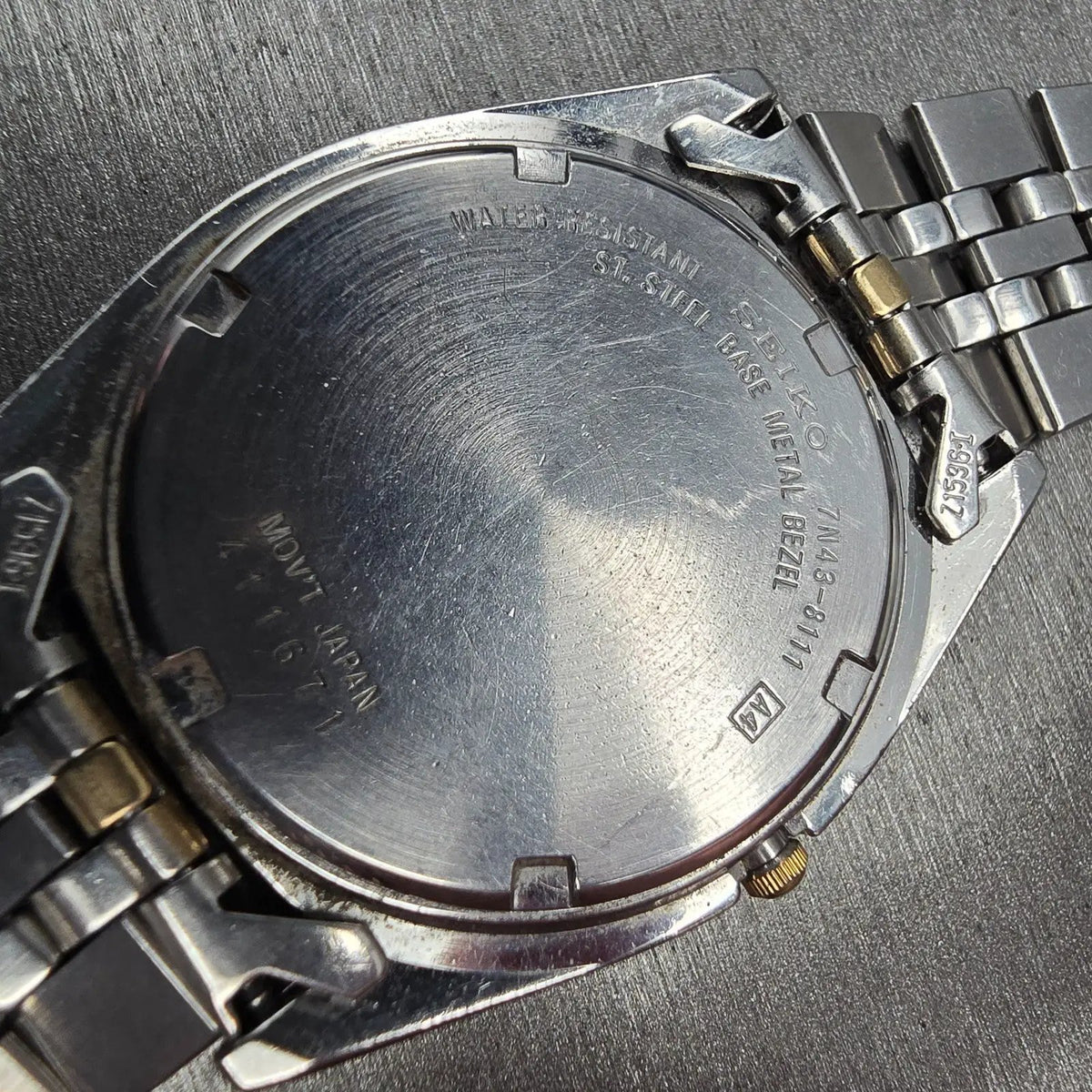 Seiko President Watch Men 36mm Silver Dial Two Tone Daydate 7N43-8111 New Batt m10