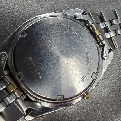 Seiko President Watch Men 36mm Silver Dial Two Tone Daydate 7N43-8111 New Batt m10