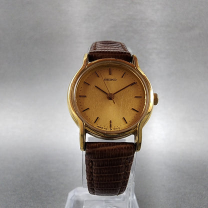VTG Seiko Watch Women 23mm Gold Dial Gold Tone Round 2C210340 New Battery5