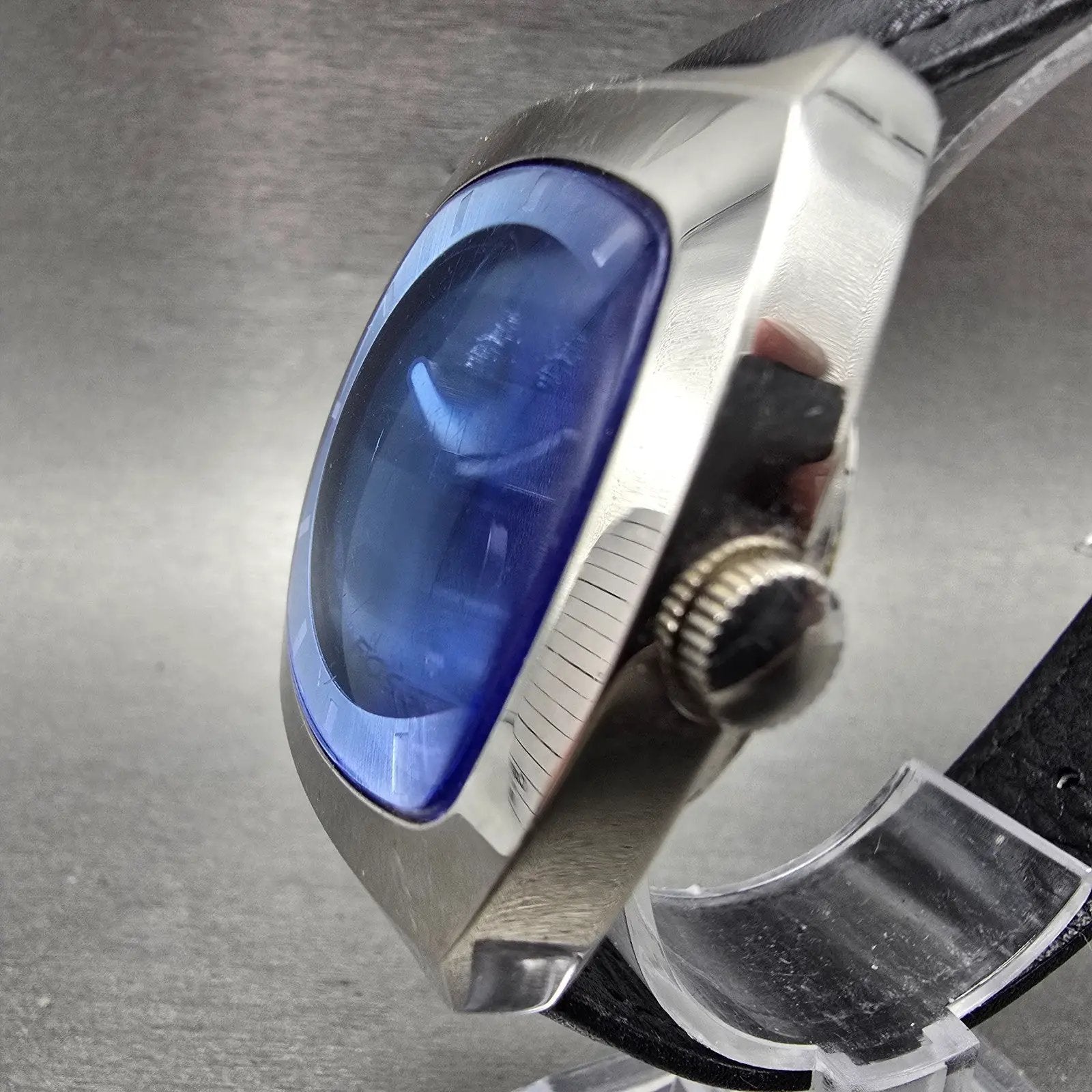 Fossil Big Tic Watch Men 37mm Blue Dial Silver Tone Rectangle JR-7903 NewBattery2