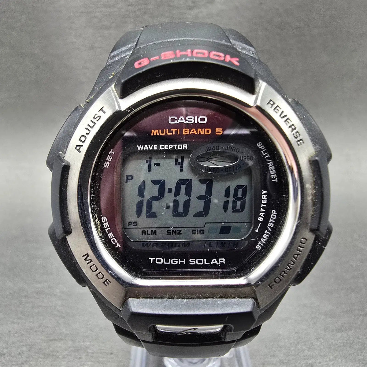Casio G-Shock GW-800 Watch Men 42mm Digital Black Silver Alarm Chrono Solar0