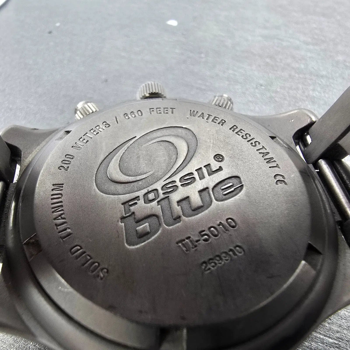 Fossil Dive Watch Men 40mm Gray Dial Titanium Chronograph Round TI-5010 New Batt9
