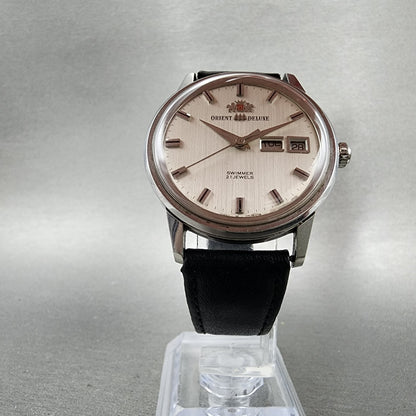 Orient AAA Deluxe Watch Men 35mm Silver Dial Steel Daydate Automatic READ!! RUNS6