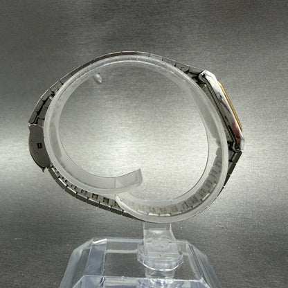 Seiko Tank Watch Women 14mm Silver Dial Two Tone 1320-6029 Rectangle New Batt HJ8