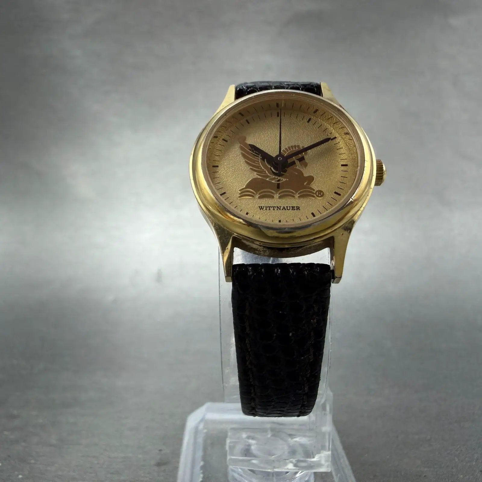 Wittnauer Pegasus Watch Women 24mm Gold Dial Gold Tone Round New Battery KLJG5