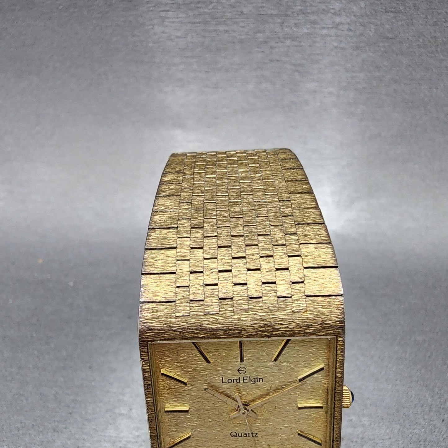 Lord Elgin Tank Watch Men 26mm Gold Dial Gold Tone Square PARTS5