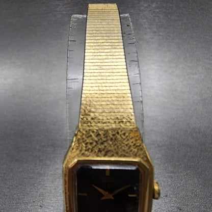 Seiko Watch Women 16mm Brown Dial Gold Tone Rectangle 2C20-5789 New Battery VTG