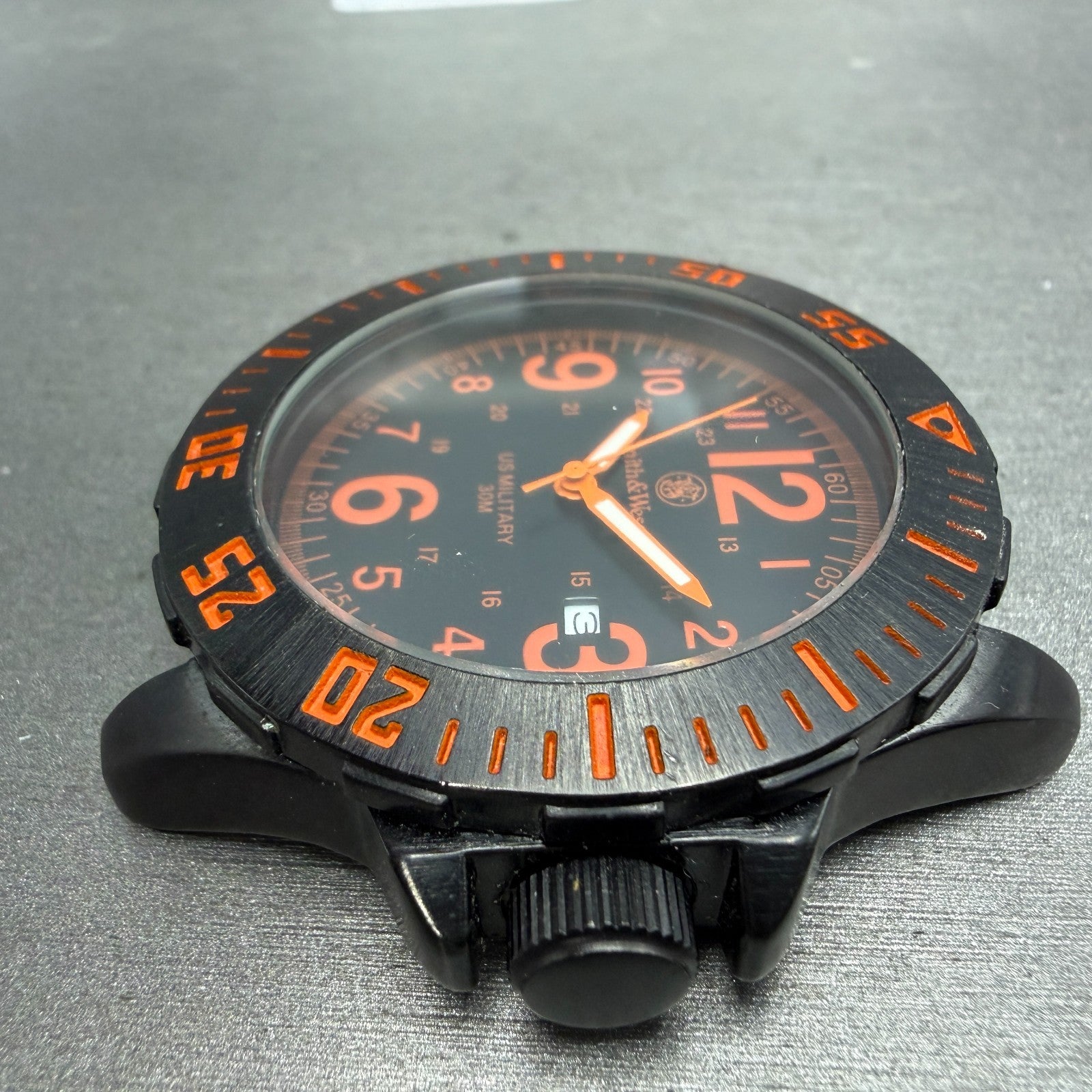 Smith & Wesson Dive Watch Men 45mm Black Dial Black Tone Date Round New Battery5