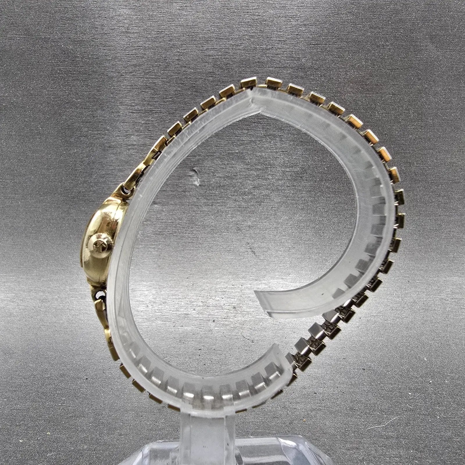 Hamilton Watch Women 14mm Cream Dial 14k Gold Rectangle Manual Wind Runs VTG7