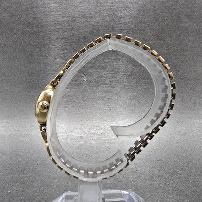 Hamilton Watch Women 14mm Cream Dial 14k Gold Rectangle Manual Wind Runs VTG7