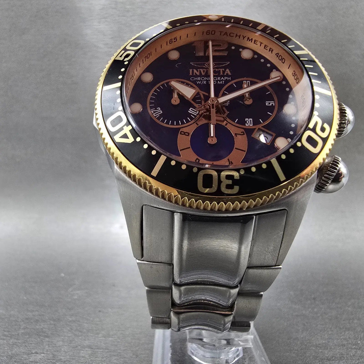 Invicta Lupah Chronograph Watch Men 47mm Blue Dial Silver Date 14203 New Battery5