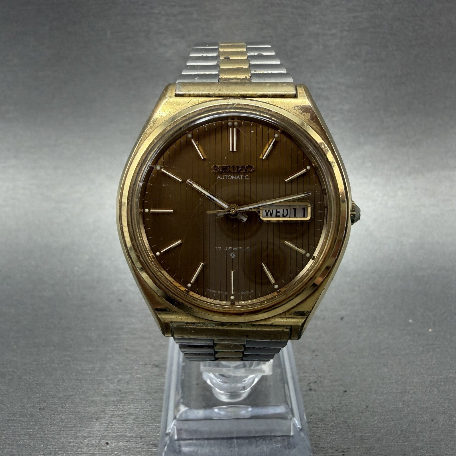 Seiko Automatic Watch Men 38mm Champagne Dial Two Tone Daydate 63098009 Runs0