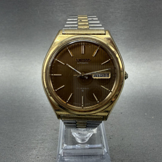 Seiko Automatic Watch Men 38mm Champagne Dial Two Tone Daydate 63098009 Runs0