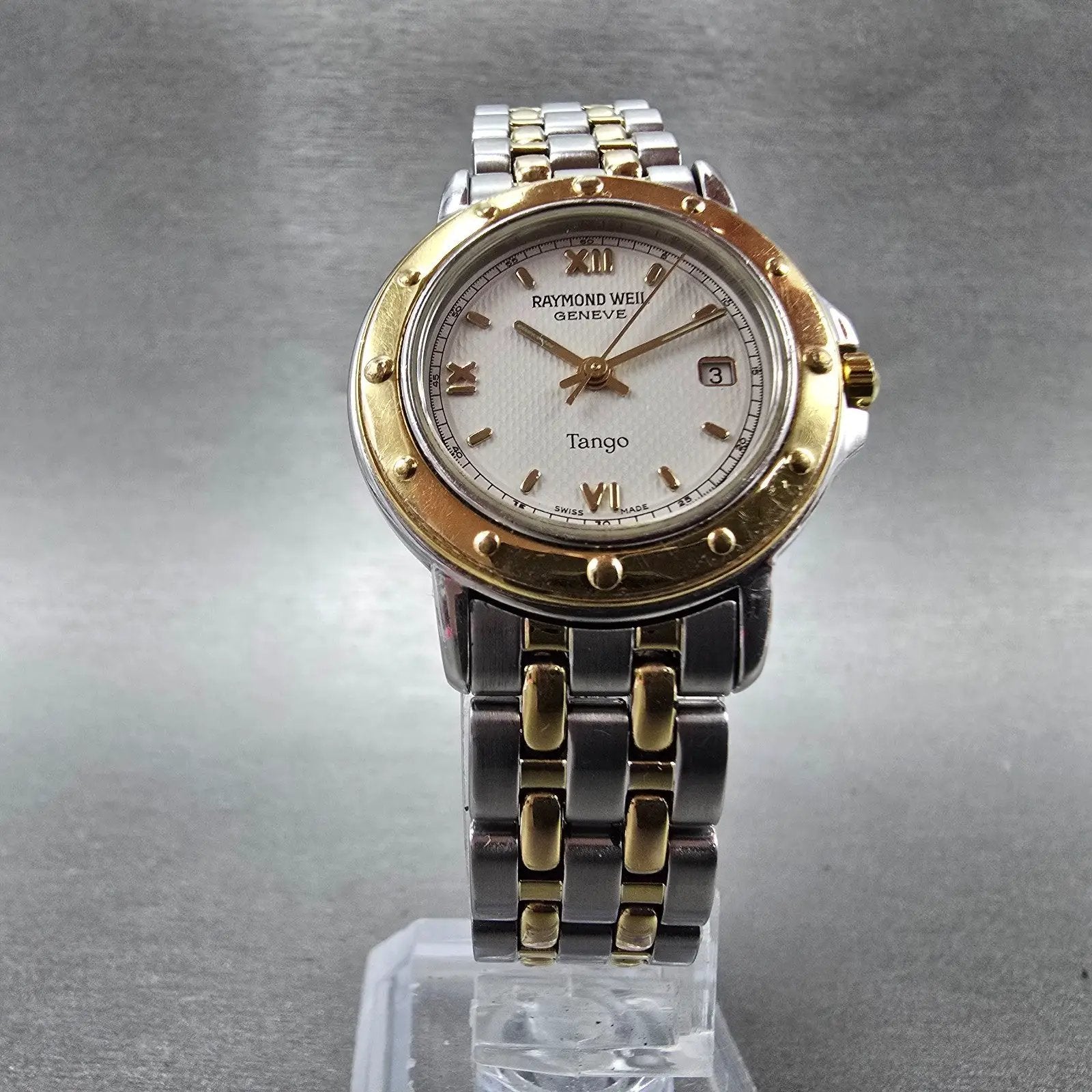 Raymond Weil Tango Watch Women 28mm White Dial Two Tone Date Round 5360 New BatJ5