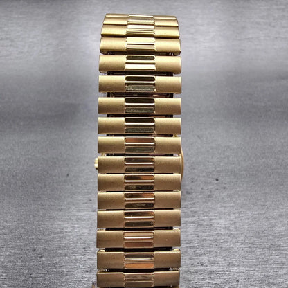 Bulova President Watch Men 36mm Gold Dial Gold Tone Daydate Round 97C03 New Batt7