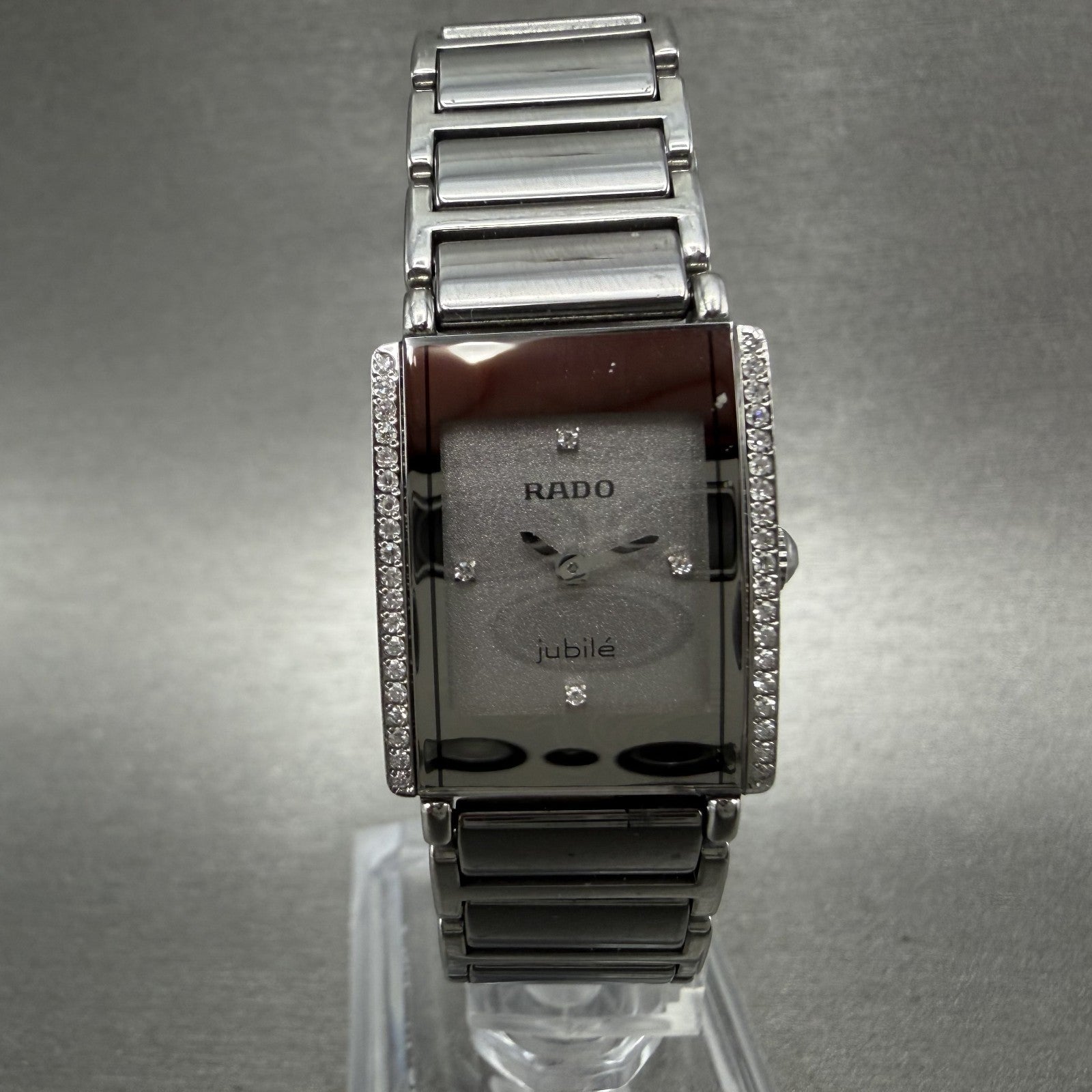 Rado Jubile Tank Watch Women 18mm Silver Dial Ceramic Diamond Bezel 153.0430.30