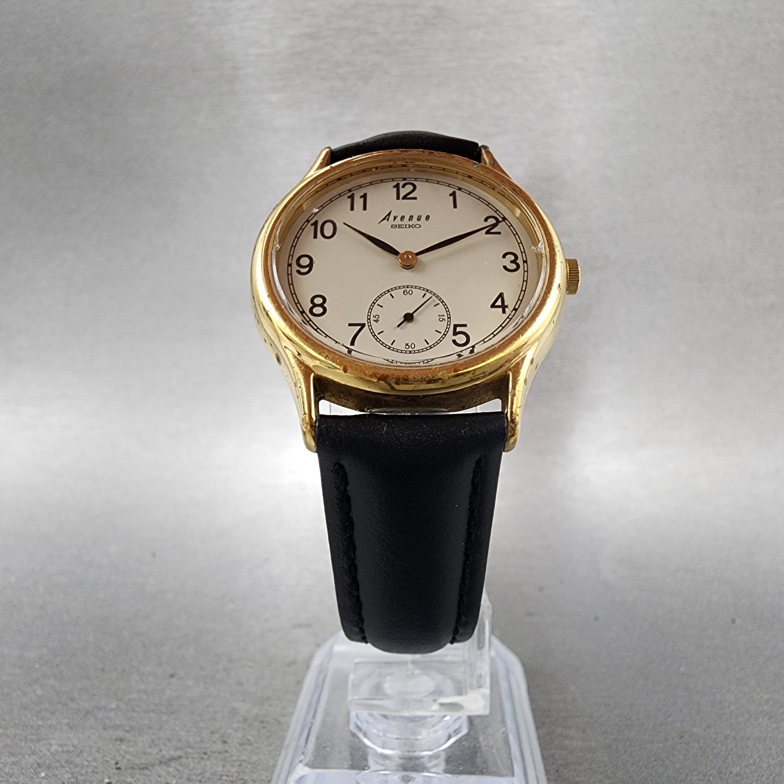 Seiko Avenue Watch Men 31mm White Dial Gold Tone Round 2g286090 New Battery5