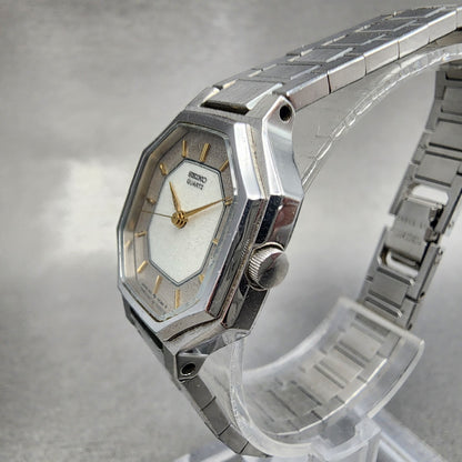 Seiko Watch Women 23mm White Dial Stainless Steel Octagon 12215040 New Battery2