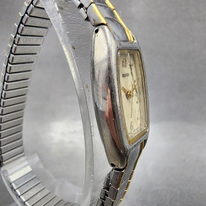 Seiko Watch Women 16mm Cream Dial Silver Tone Rectangle 1N015B69 New Batt3