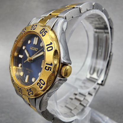 Seiko Sports 50 Watch Women 25mm Blue Dial Two Tone Date Round 7N820329 New bat2