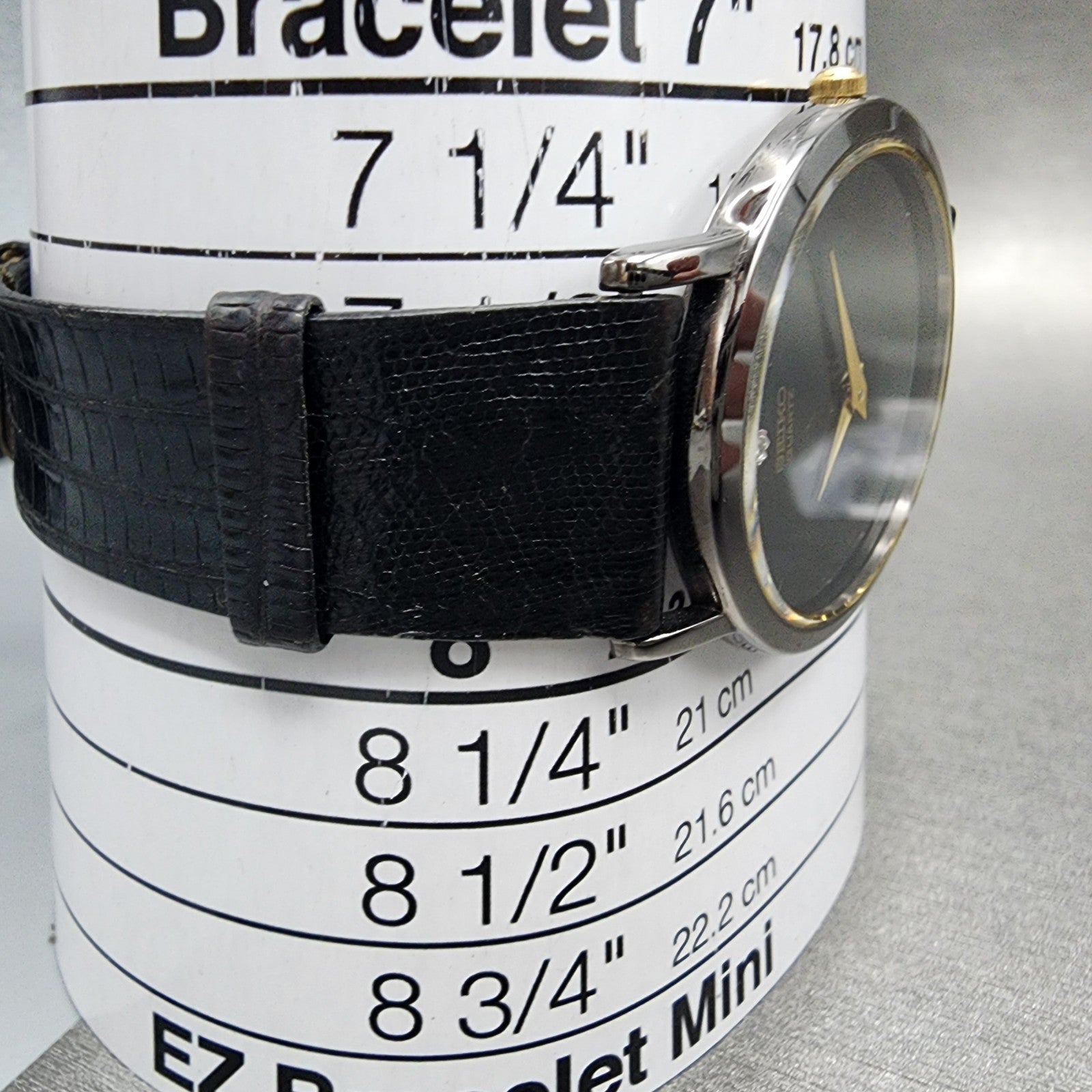 Seiko Watch Men 34mm Black Dial Black & Gold Tone Round 7n008a49 PARTS11