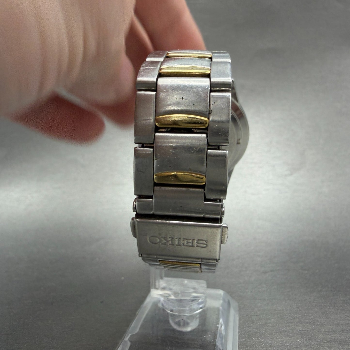 Seiko Chronograph Watch Men 42mm White Dial Two Tone Date 7T62-0CD0 New Battery7