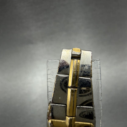 Seiko Watch Women 13mm White Dial Two Tone Rectangle 2E20-7479 New Batt C3214